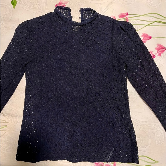 Banana Republic Navy Blue lace blouse top - Picture 1 of 4